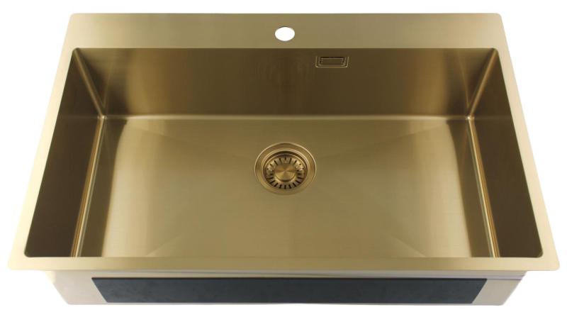 Pure.Sink Luxion Duża złota umywalka 78x50 cm Tapwing z otworem na baterię PLX7850T-60