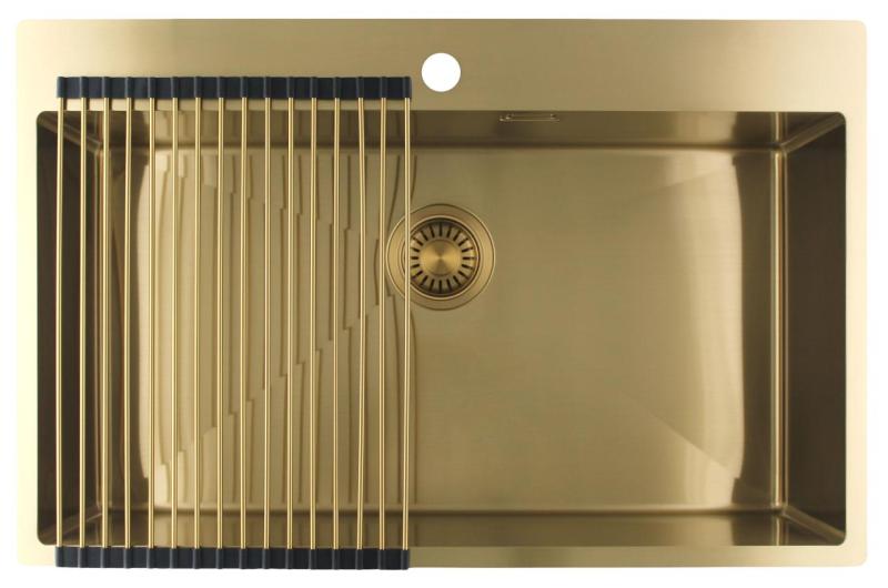 Pure.Sink Luxion Duża złota umywalka 78x50 cm Tapwing z otworem na baterię PLX7850T-60