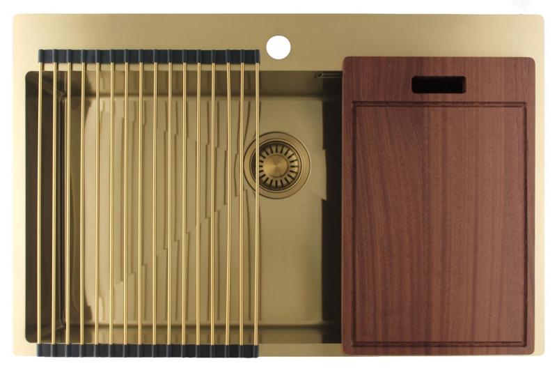 Pure.Sink Luxion Duża złota umywalka 78x50 cm Tapwing z otworem na baterię PLX7850T-60