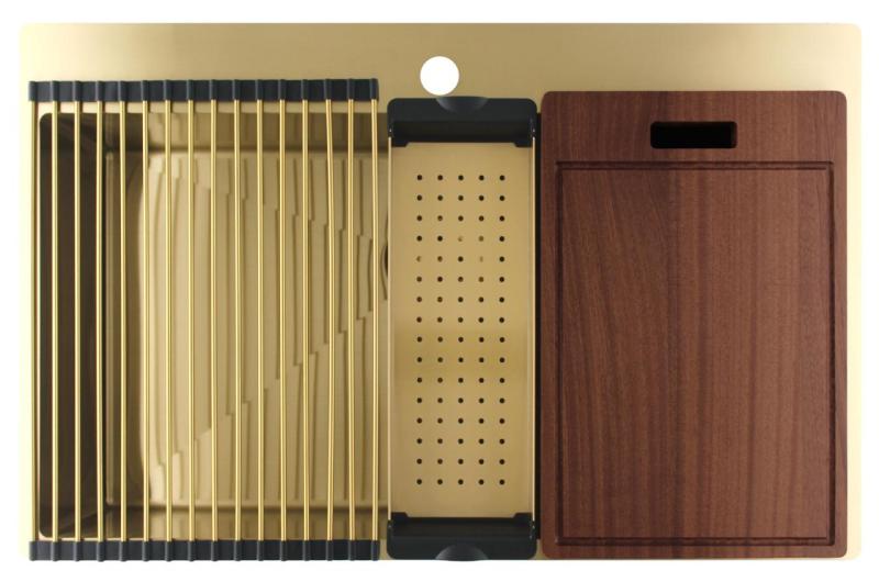 Pure.Sink Luxion Duża złota umywalka 78x50 cm Tapwing z otworem na baterię PLX7850T-60