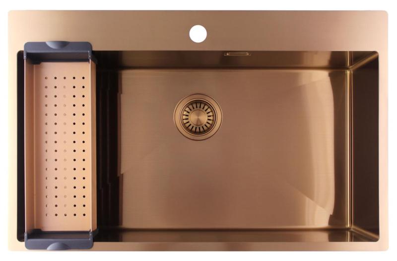 Pure.Sink Luxion Duża miedziana umywalka 78x50 cm Tapwing z otworem na baterię PLX7850T-62