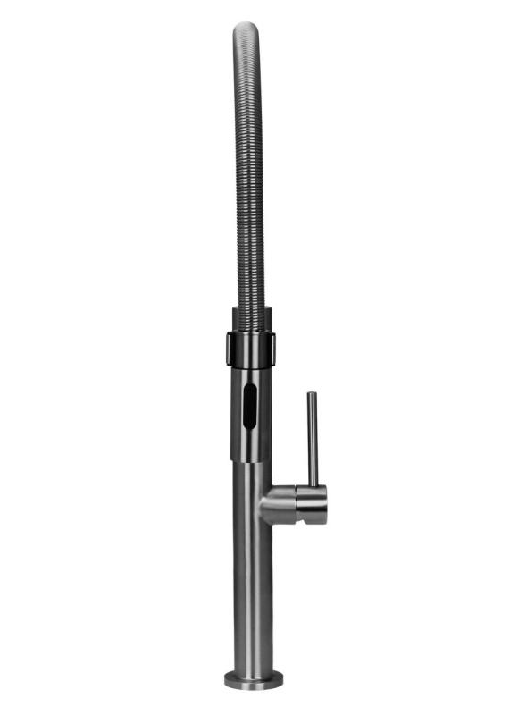 Pure.Sink Luxion Solidna bateria kuchenna ze stali nierdzewnej z elastycznym wylewką i 2 rodzajami strumienia PLXFLEX-02