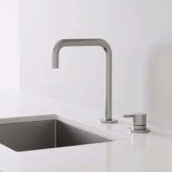 Pure.Sink Luxion 2-otworowa bateria kuchenna z litego stali nierdzewnej z wygiętą wylewką PLX2HU-02