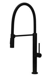 Pure.Sink Luxion Mat Czarna bateria kuchenna profi z elastyczną wylewką i 2 rodzajami strumienia PLXFLEX-10