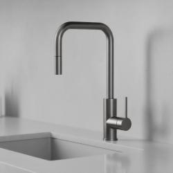 Pure.Sink Luxion Gun metal kran kuchenny kwadratowy z wyciąganą wylewką PLXSQUA-61