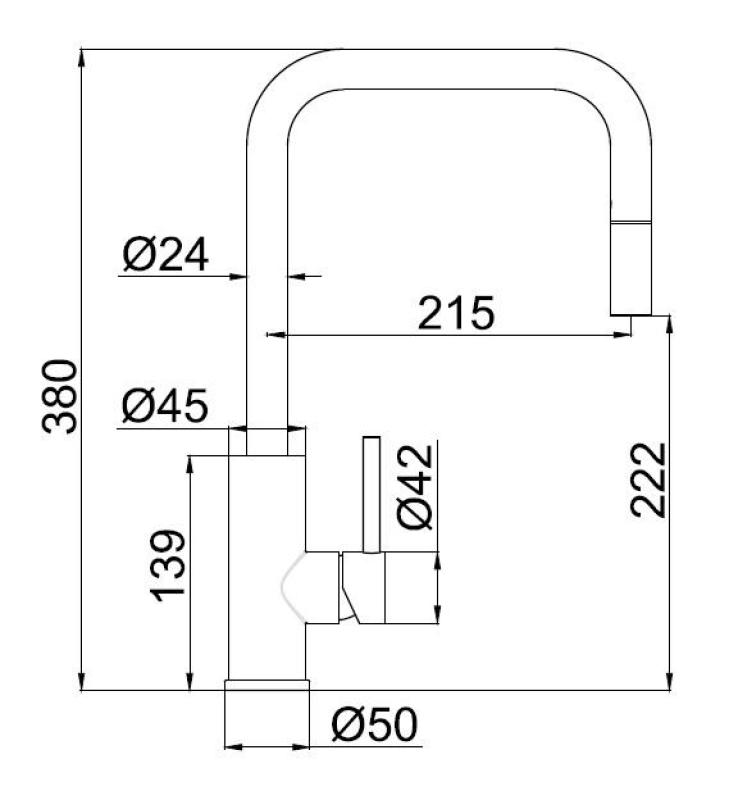 Pure.Sink Luxion Złota bateria kuchenna kwadratowa z wyciąganą wylewką PLXSQUA-60