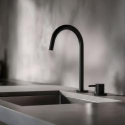Pure.Sink Luxion 2-otworowa matowa czarna bateria kuchenna z okrągłą wylewką PLX2HR-10