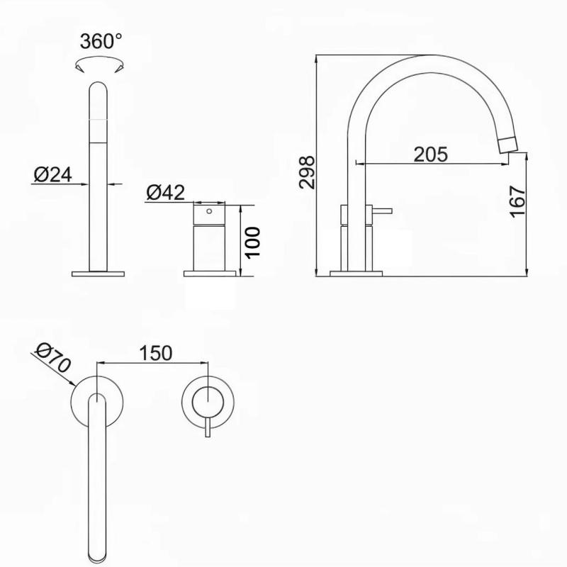 Pure.Sink Luxion 2-otworowa bateria kuchenna w kolorze matowej czerni z okrągłą wylewką PLX2HR-10