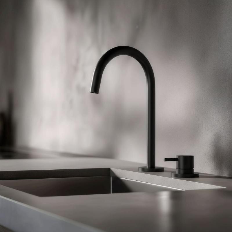 Pure.Sink Luxion 2-otworowa matowa czarna bateria kuchenna z okrągłą wylewką PLX2HR-10