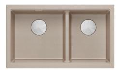 Quadri Newport II Podwójny Beżowy Granitowy Zlewozmywak Podblatowy 702 x 390 mm z korkiem ze stali nierdzewnej 1208971757