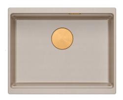 Quadri Newport II granitowy zlew podbudowany w kolorze beżowym 560x450mm z miedzianą wtyczką i korkiem odpływowym 1208971764