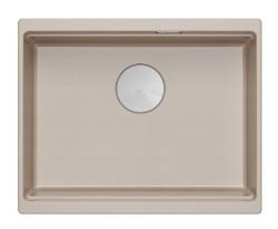 Quadri Newport II granitowy zlew podbudowany w kolorze beżowym 560x450mm z korkiem ze stali nierdzewnej i kapturem odpływowym 1208971766