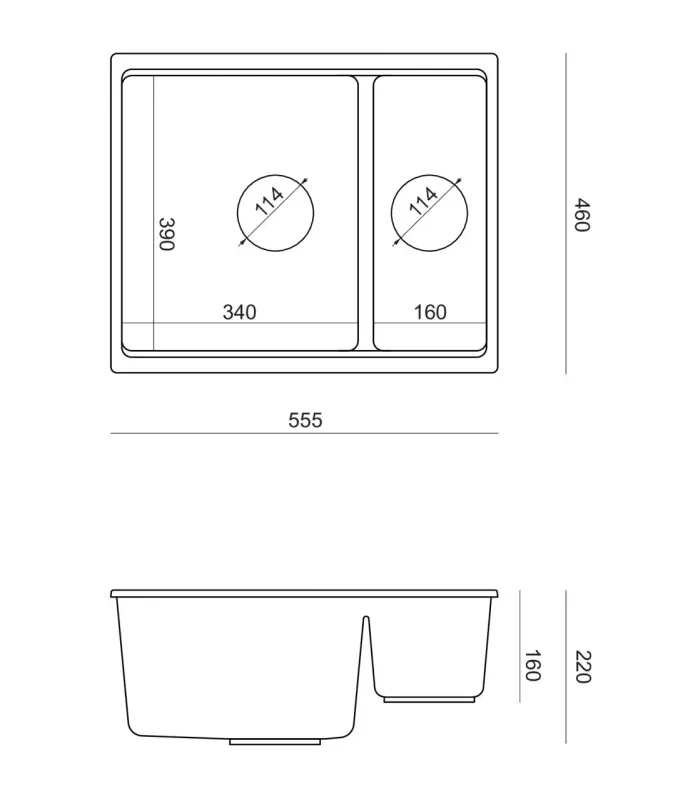 Quadri Newport II beżowy 1,5 zlewozmywak granitowy do zabudowy i podbudowy 555x460mm ze złotą zatyczką 1208971768