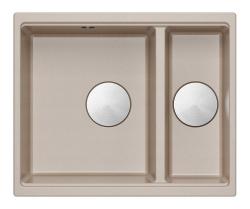Quadri Newport II beżowy 1,5 zlew granitowy do montażu na wierzchu i pod spodem zlew 555x460mm z korkiem ze stali nierdzewnej 1208971769