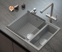 Quadri Newport II beżowy 1,5 zlew granitowy do montażu na wierzchu i pod spodem zlew 555x460mm z korkiem ze stali nierdzewnej 1208971769