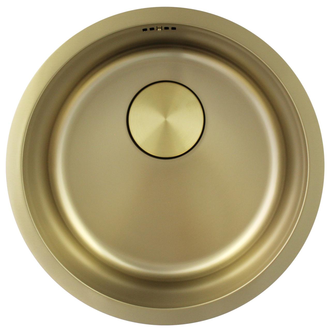 Pure.Sink Rondo Złoty Okrągły Zlew do montażu równego, podtynkowego i nadbudowy 38 cm PRN38-60
