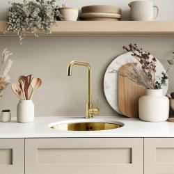 Pure.Sink Rondo Złoty Okrągły Zlew do montażu równego, podtynkowego i nadbudowy 38 cm PRN38-60