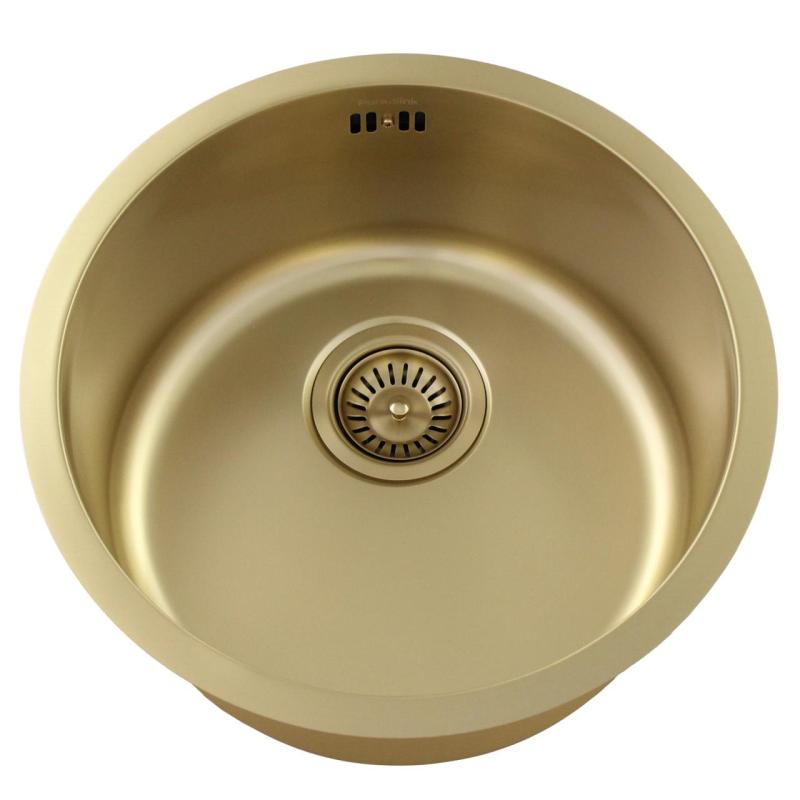 Pure.Sink Rondo Złoty Okrągły Zlew do montażu równego, podtynkowego i nadbudowy 38 cm PRN38-60
