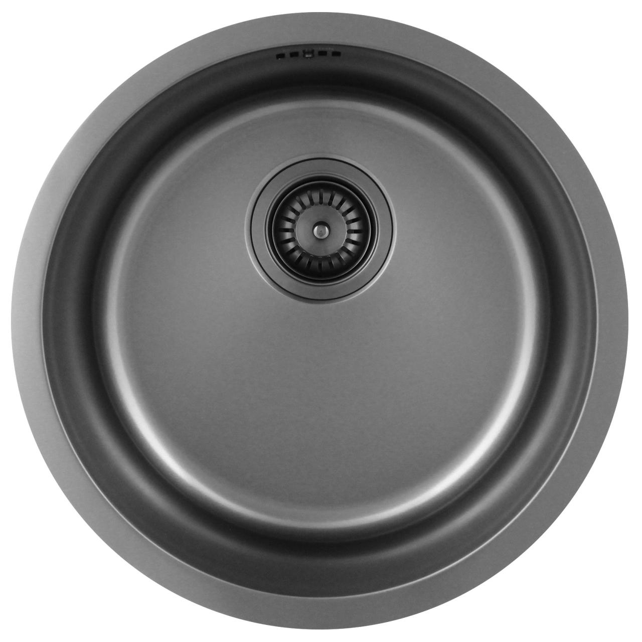 Pure.Sink Rondo Gun metal Okrągły zlew do montażu płaskiego, podtynkowego i nadblatowego 38 cm PRN38-61