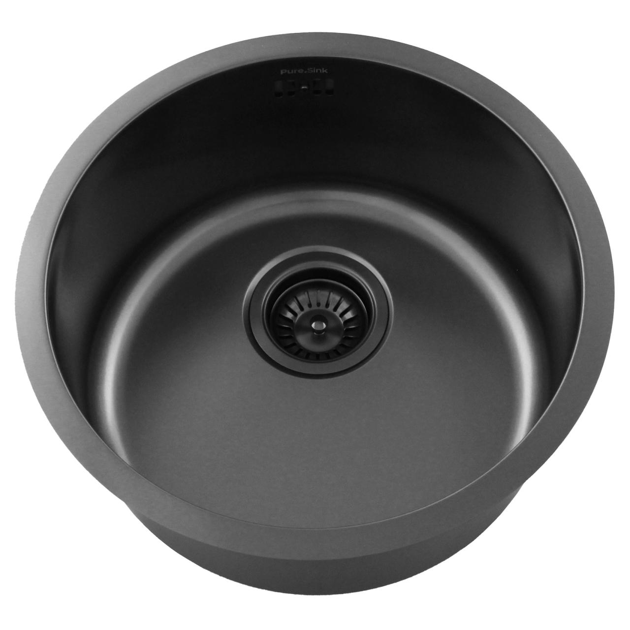 Pure.Sink Rondo Gun metal Okrągły zlew do montażu płaskiego, podtynkowego i nadblatowego 38 cm PRN38-61