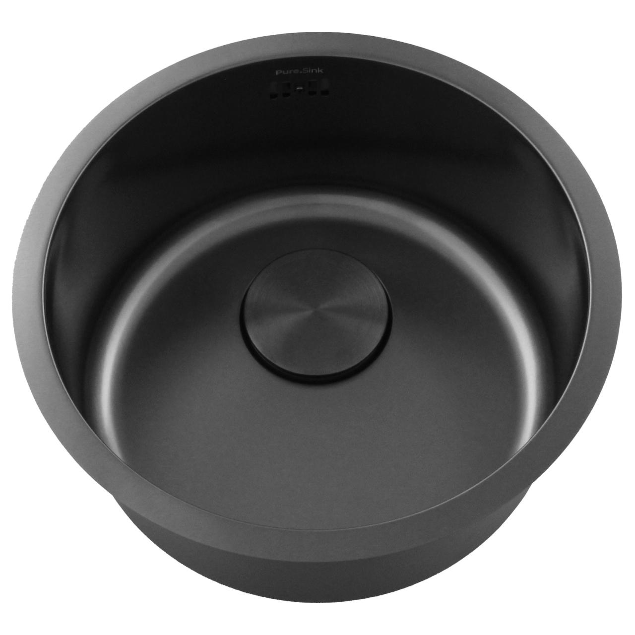 Pure.Sink Rondo Gun metal Okrągły zlew do montażu płaskiego, podtynkowego i nadblatowego 38 cm PRN38-61