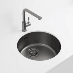 Pure.Sink Rondo Zlewozmywak okrągły w kolorze brązu, do montażu podblatowego, pod szafką i na blacie, 37 cm, RD375-GunMetal