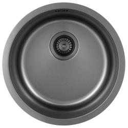 Pure.Sink Rondo Gun metal Okrągły zlew do montażu płaskiego, podtynkowego i nadblatowego 38 cm PRN38-61