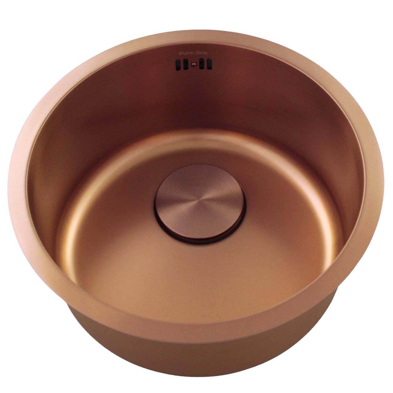 Pure.Sink Rondo Miedziany Okrągły Zlew do montażu równego, podtynkowego i nadblatowego 38 cm PRN38-62