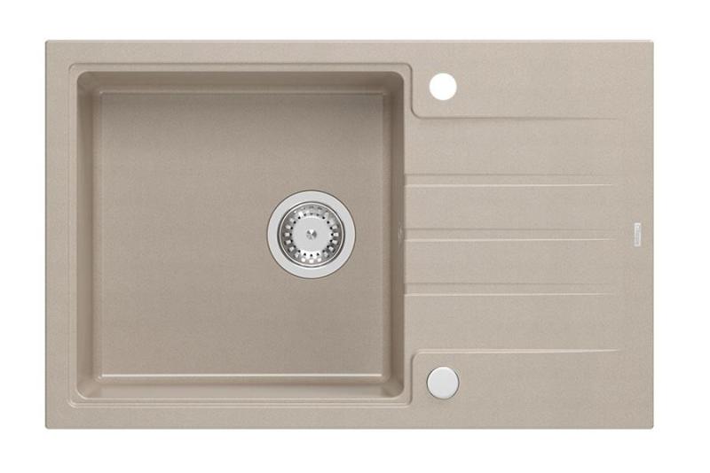 Quadri Cardigan Pearl Beige granitowy zlew montowany na blacie z miejscem do osuszania, odwracalny 78x50cm 1208971816