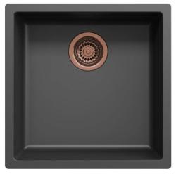 Ausmann Fibre czarny zlew 40x40cm do montażu pod, na i równo z blatem z automatyczną miedzianą zatyczką 1208971852