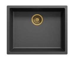 Ausmann Fibre czarny zlew 50x40cm podbudowa, nadbudowa i płaski montaż z automatyczną złotą wtyczką 1208971859
