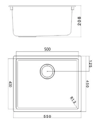 Ausmann Fibre biały zlew 50x40cm do montażu podblatowego, nablatowego i płaskiego z automatyczną czarną zatyczką 1208971899