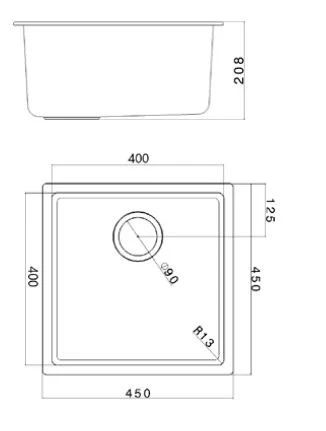 Ausmann Fibre piaskowy biały zlew 40x40 cm podbudowa, zabudowa i montaż płaski z automatyczną metalową zatyczką w kolorze brązowym 1208971929