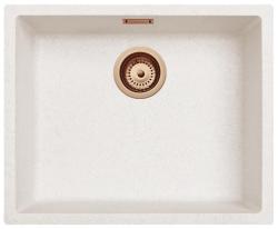 Ausmann Fibre biały zlew z piaskowca 50x40cm do montażu podblatowego, nablatowego i wpuszczanego z automatyczną miedzianą zatyczką 1208971932
