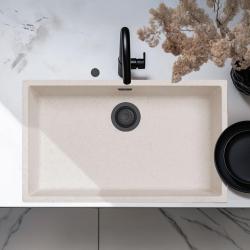 Ausmann Fibre biały piasek duży zlew 70x40cm do montażu podblatowego, nadblatowego i równego z automatyczną czarną wtyczką 1208971936