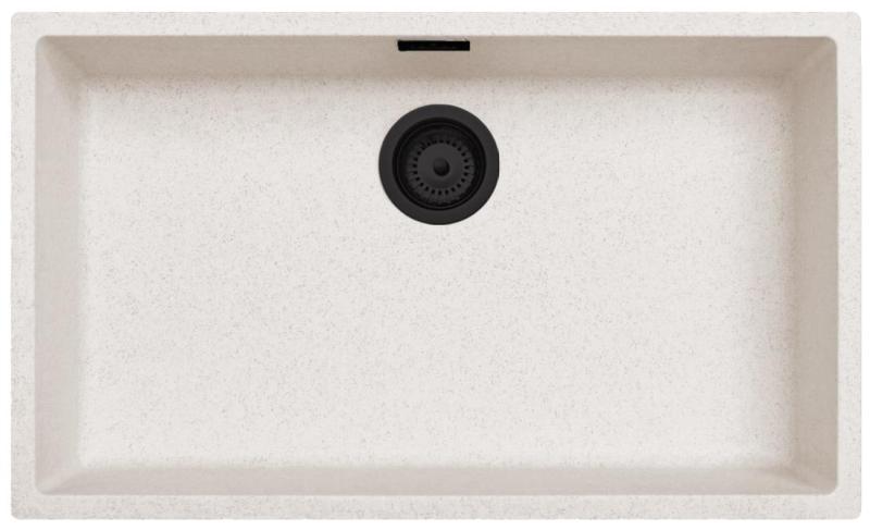 Ausmann Fibre biały piasek duży zlew 70x40cm do montażu podblatowego, nadblatowego i równego z automatyczną czarną wtyczką 1208971936