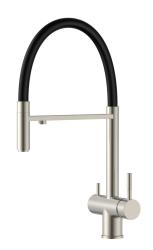 Pure.Sink Elite Steel Flex 3-drożny stalowy kran kuchenny z elastycznym wylewem i filtrowaną wodą PS8110-02