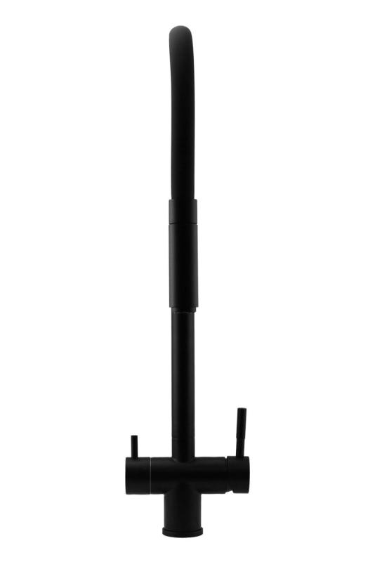 Pure.Sink Elite Steel Flex 3-droga Mat czarny kran kuchenny z elastycznym wylewem i filtrowaną wodą PS8110-10