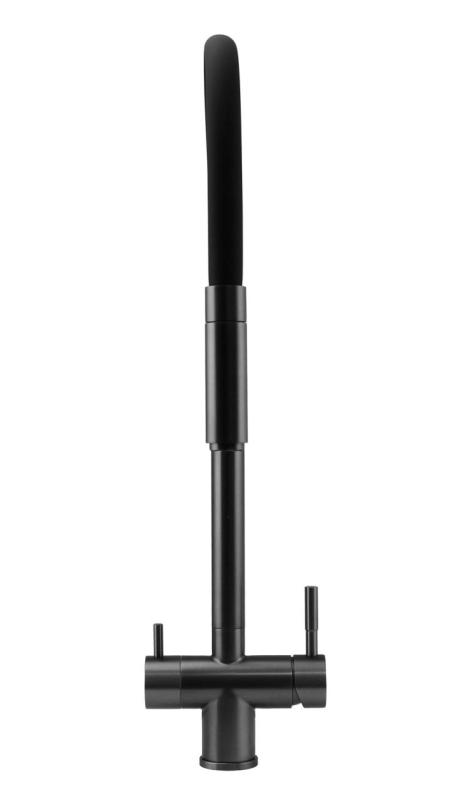 Pure.Sink Elite Steel Flex 3-drożny kran kuchenny PVD z metalu pistoletowego z elastycznym wylewem i filtrowaną wodą PS8110-61