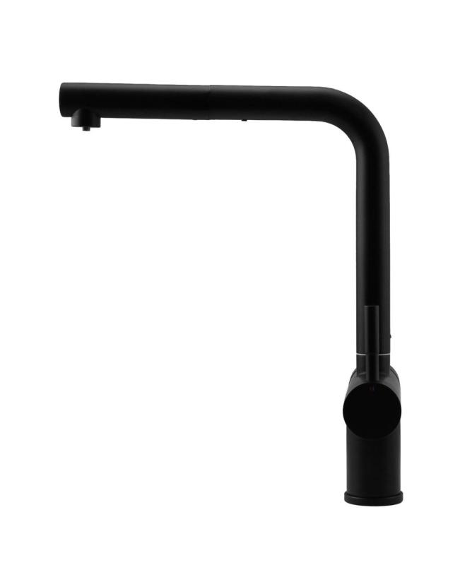 Pure.Sink Elite Steel Clear-S Mat czarny 3-drożny Kran kuchenny z Wyciąganą Wylewką i Filtrowaną Wodą PS8120-10