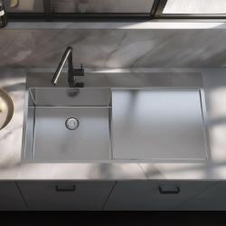 Pure.Sink Exclusivo Zlew ze stali nierdzewnej z ociekaczem 100 x 52 cm Kran lewy PEX47100LT-02
