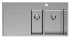 Pure.Sink Exclusivo Zastosowanie:  Zlewozmywak ze stali nierdzewnej 1,5  z ociekaczem 100x52 cm Kran prawostronny PEX3418100RT-02