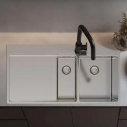 Pure.Sink Exclusivo Zastosowanie:  Zlewozmywak ze stali nierdzewnej 1,5  z ociekaczem 100x52 cm Kran prawostronny PEX3418100RT-02