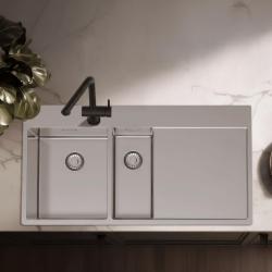 Pure.Sink Exclusivo Zastosowanie:  zlewozmywak ze stali nierdzewnej 1,5  z ociekaczem 100x52 cm Kran lewy PEX3418100LT-02