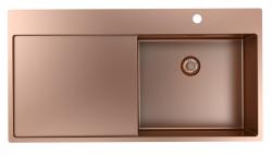 Pure.Sink Exclusivo Miedziana umywalka z ociekaczem 100 x 52 cm Kran prawostronny PEX47100RT-62