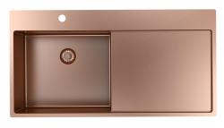 Pure.Sink Exclusivo Miedziana umywalka z ociekaczem 100 x 52 cm Kran lewy PEX47100LT-62