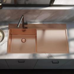 Pure.Sink Exclusivo Miedziana umywalka z ociekaczem 100 x 52 cm Kran lewy PEX47100LT-62