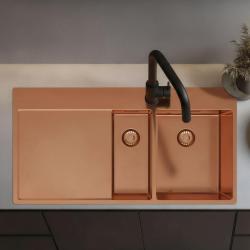 Pure.Sink Exclusivo Miedziana umywalka 1,5  z ociekaczem 100x52 cm Kran prawostronny PEX3418100RT-62