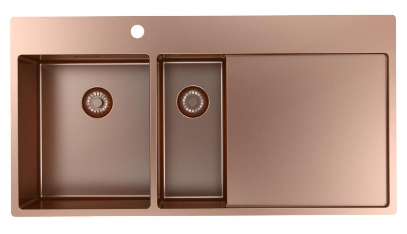 Pure.Sink Exclusivo Miedziana umywalka 1,5  z ociekaczem 100x52 cm Kran lewy PEX3418100LT-62
