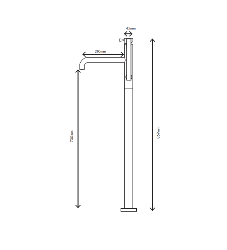 MURO TUA Wolnostojąca bateria wannowa z prysznicem ręcznym chrom M1.CA1.CR